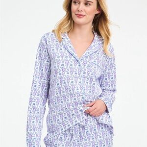 Roller Rabbit, Monkey Long Sleeve Polo Pajamas Top (M)